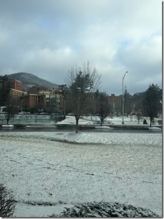 Jan31_A view of Durham Park. Big difference from Wednesday afternoon. Floods to Snow. Photo_Kara Harmon