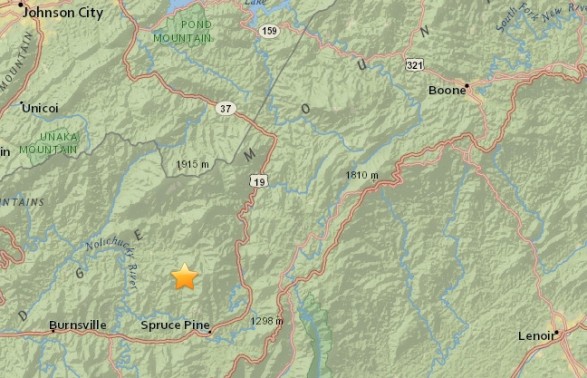 Bakersville earthquake Feb 7 2016