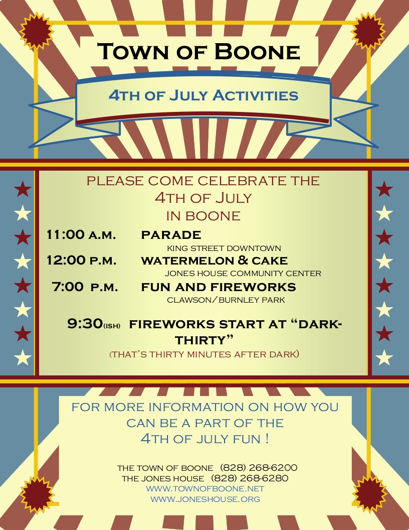 2016 Town of Boone July 4th Flyer