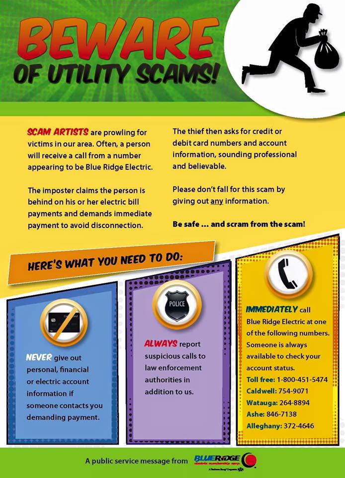 Blue Ridge Electric scam poster