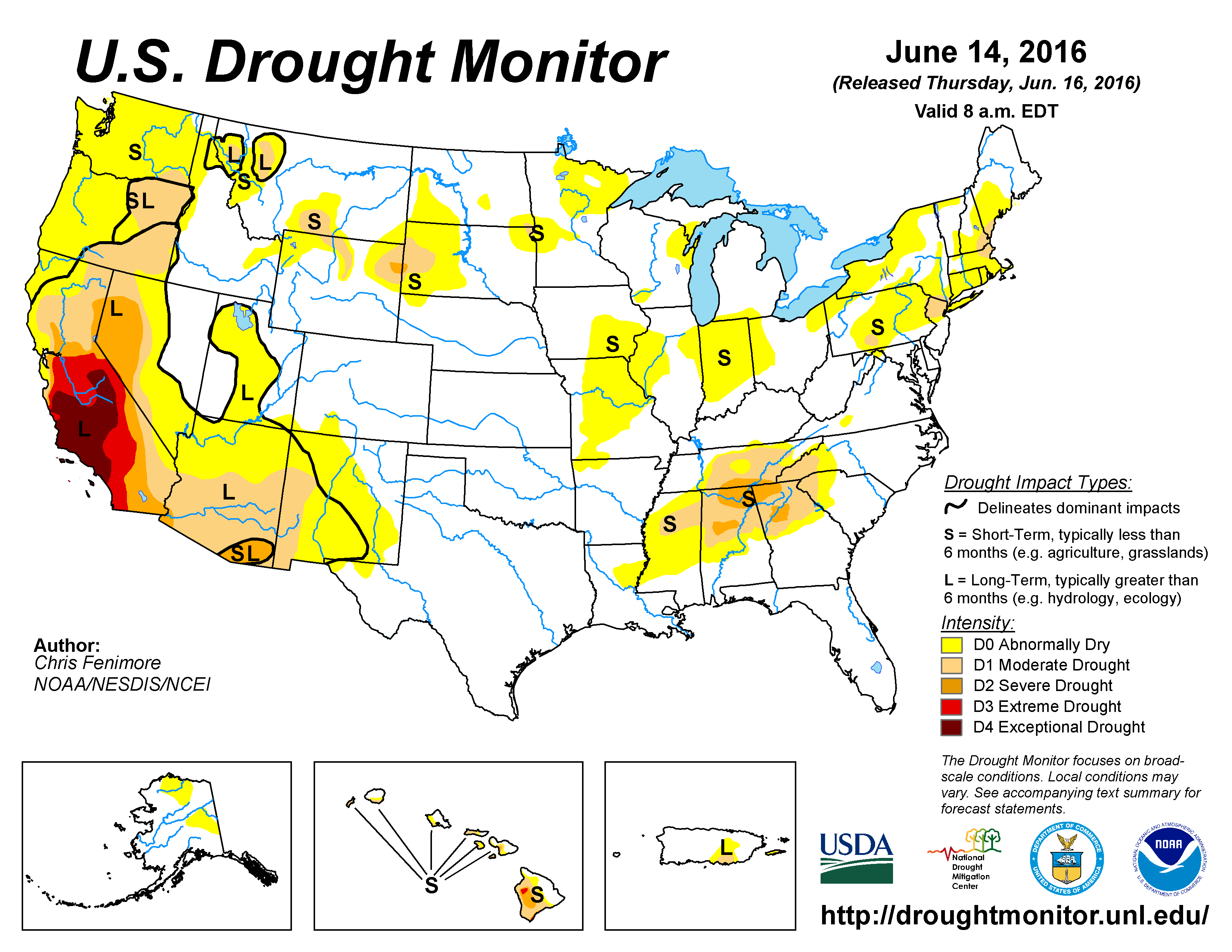 national drought map June 14 20160614_usdm
