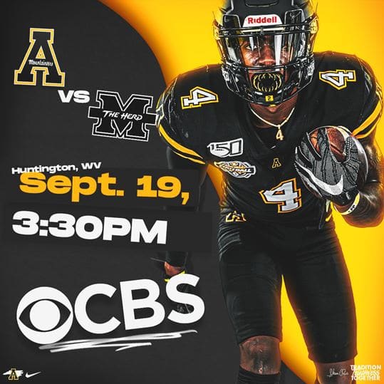 App State-Marshall Game Elevated to 3:30 p.m. on CBS 