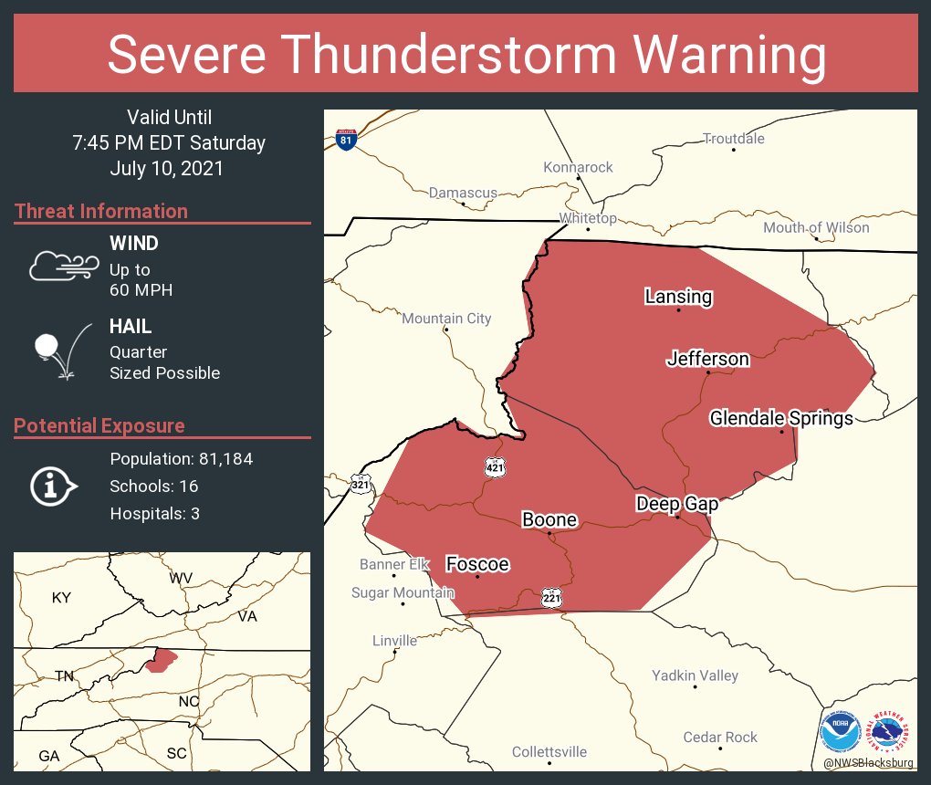 Severe Thunderstorm Warning For Watauga County Nc Ashe County Nc