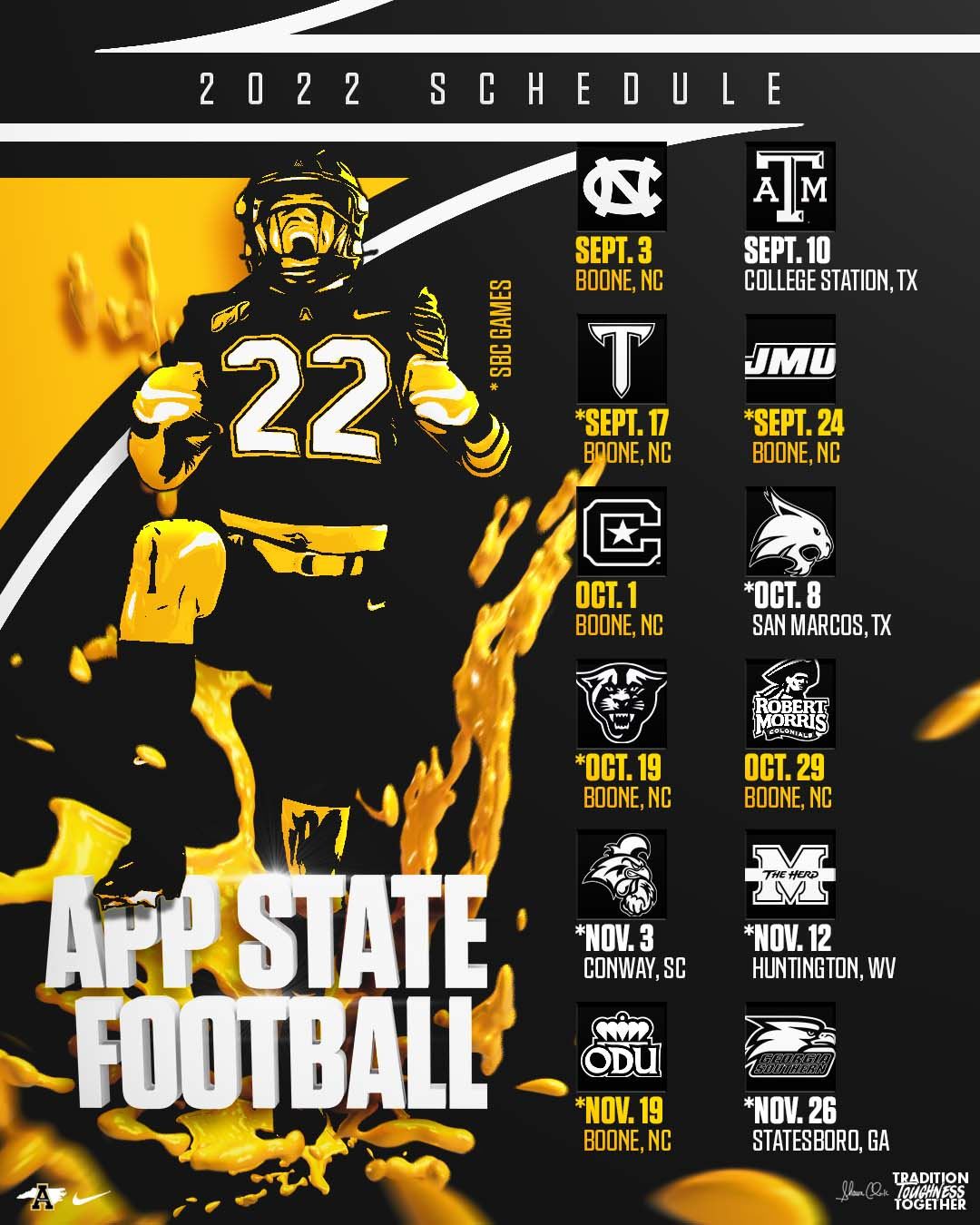 Wv Power Schedule 2022 2022 App State Football Schedule Released - Wataugaonline.com