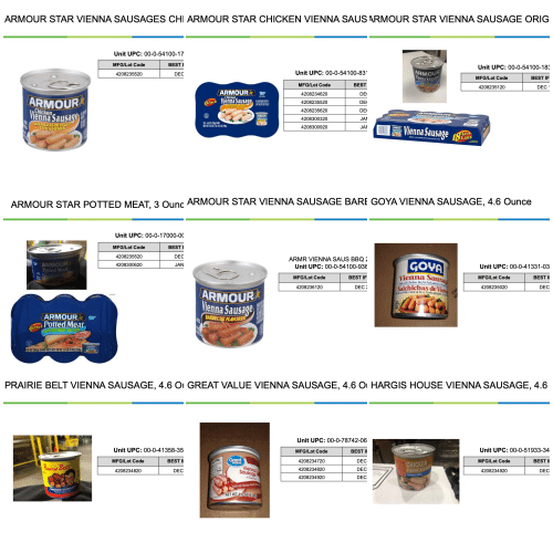 Vienna sausage & canned meat recall due to possible packaging defect