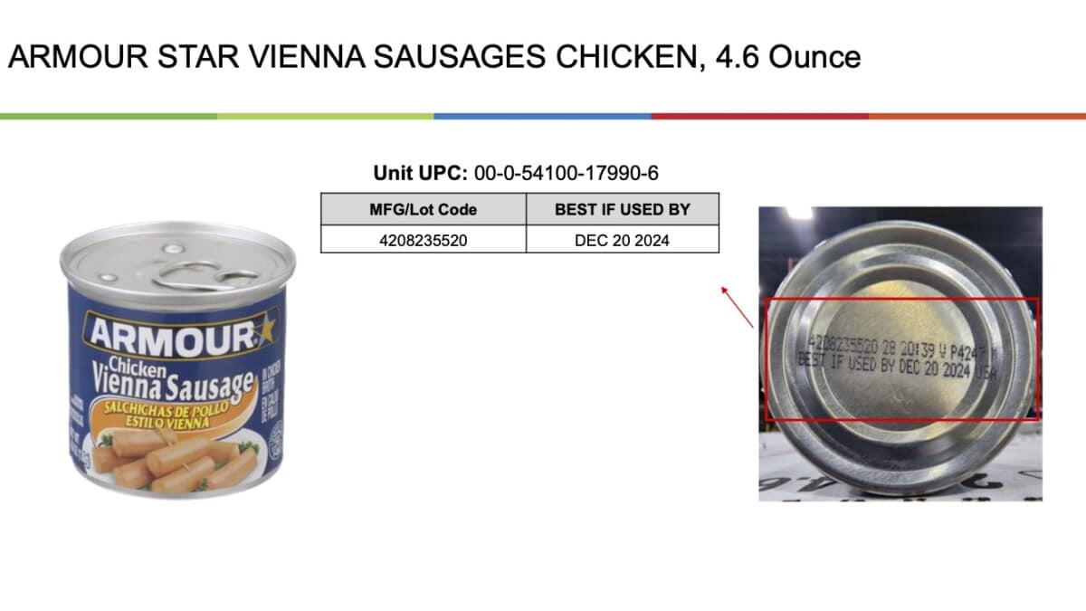 Vienna sausage & canned meat recall due to possible packaging defect