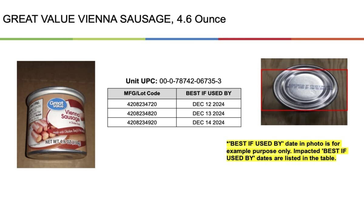 Vienna sausage & canned meat recall due to possible packaging defect