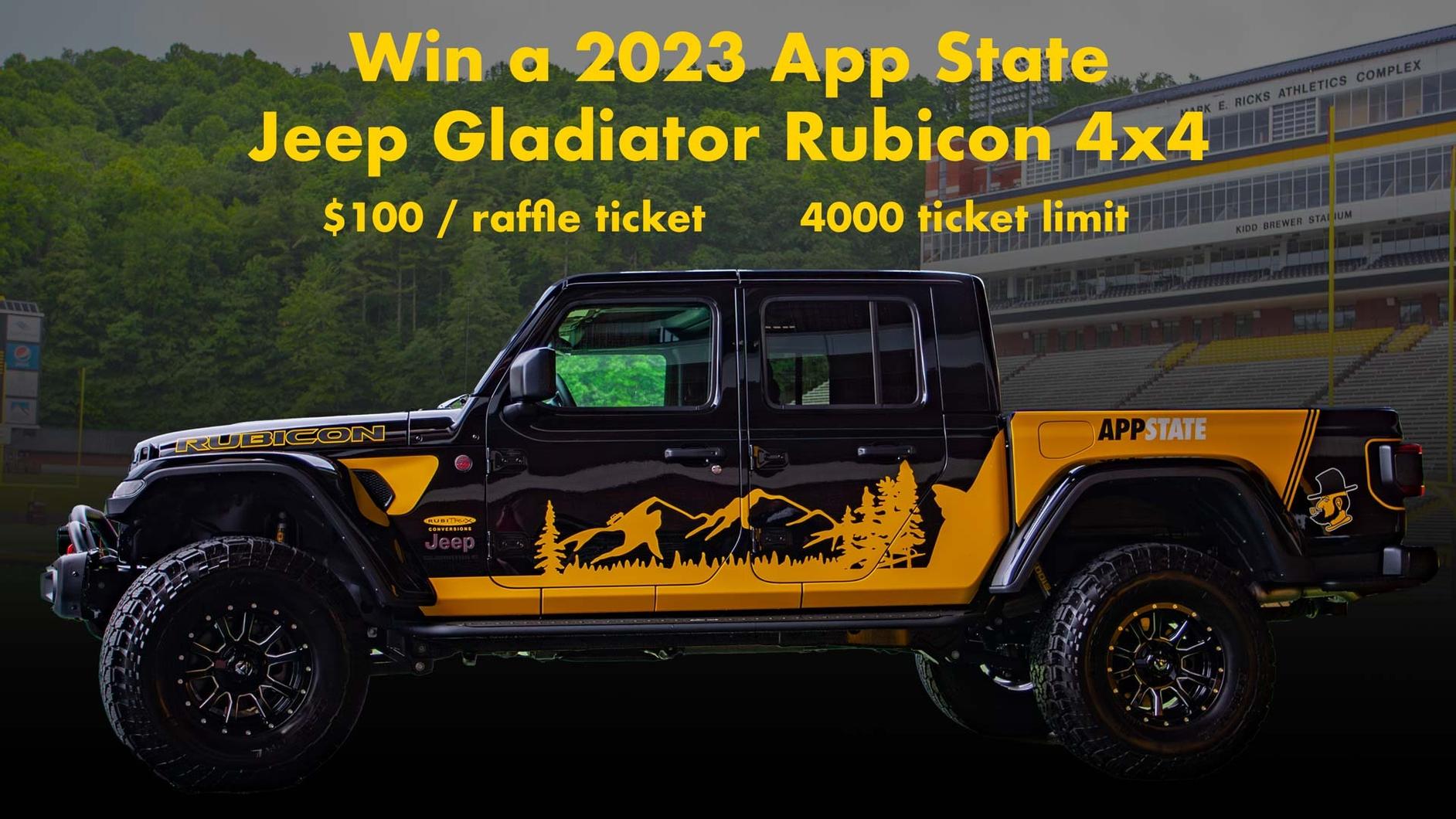 Join the App StateBranded Jeep Rubicon Raffle