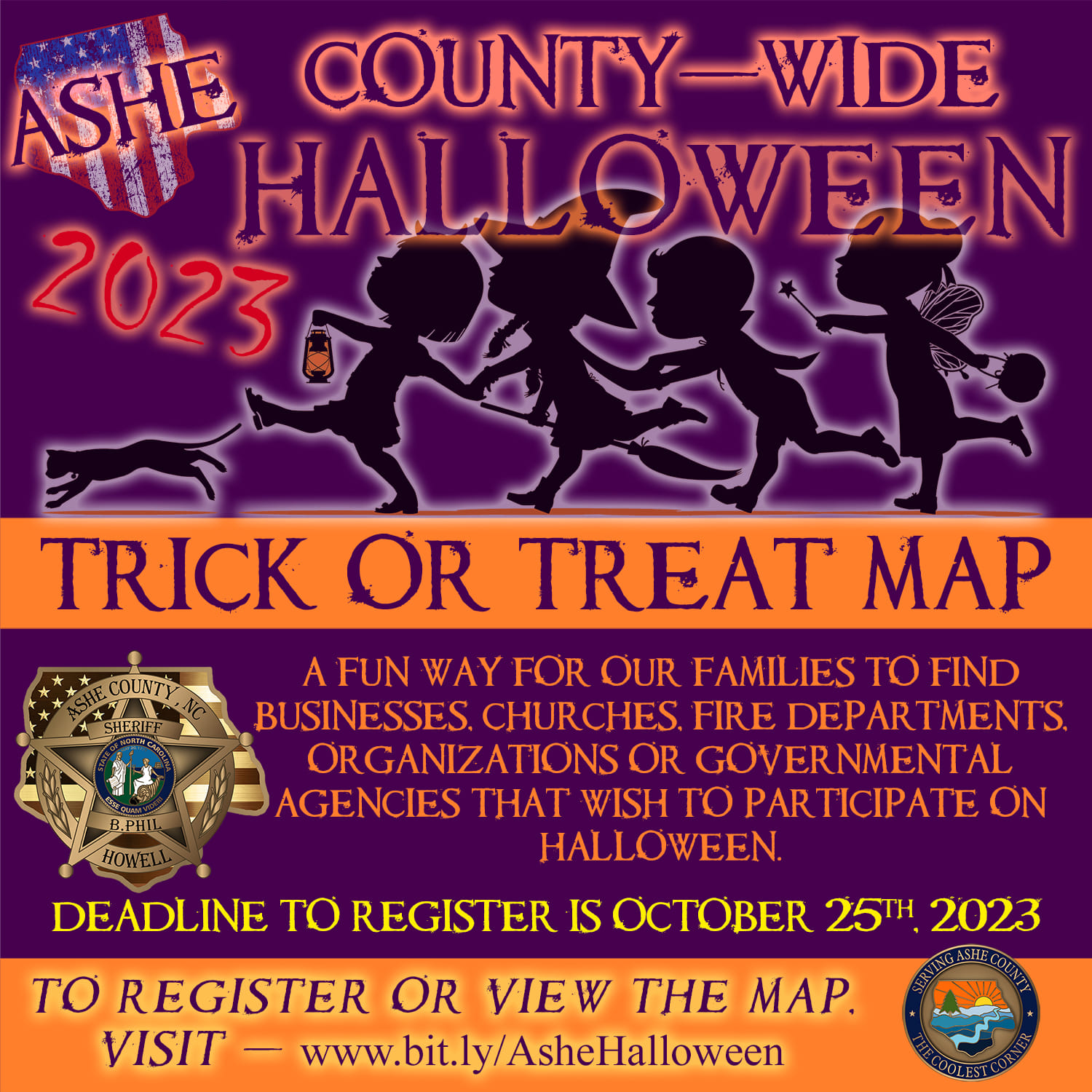 Ashe County Sheriff's Office interactive Halloween Trick or Treat map