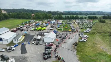 Aerial view of Touch A Truck Wilkes at the Wilkes County Agricultural Fairgrounds