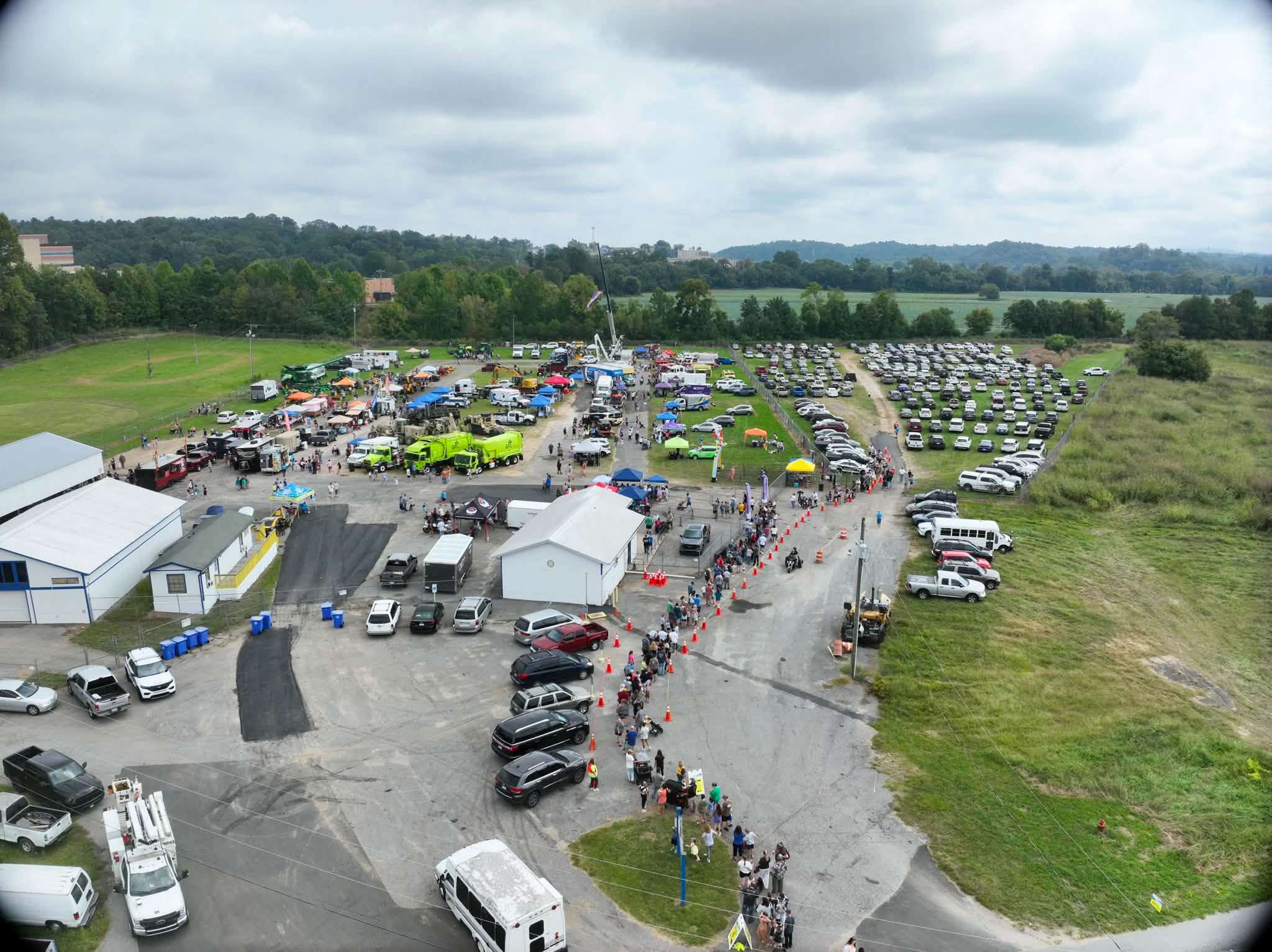 Aerial view of Touch A Truck Wilkes at the Wilkes County Agricultural Fairgrounds