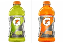 Gatorade 28-ounce Lemon Lime and Orange bottles