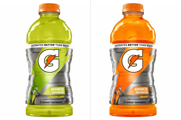 Gatorade 28-ounce Lemon Lime and Orange bottles