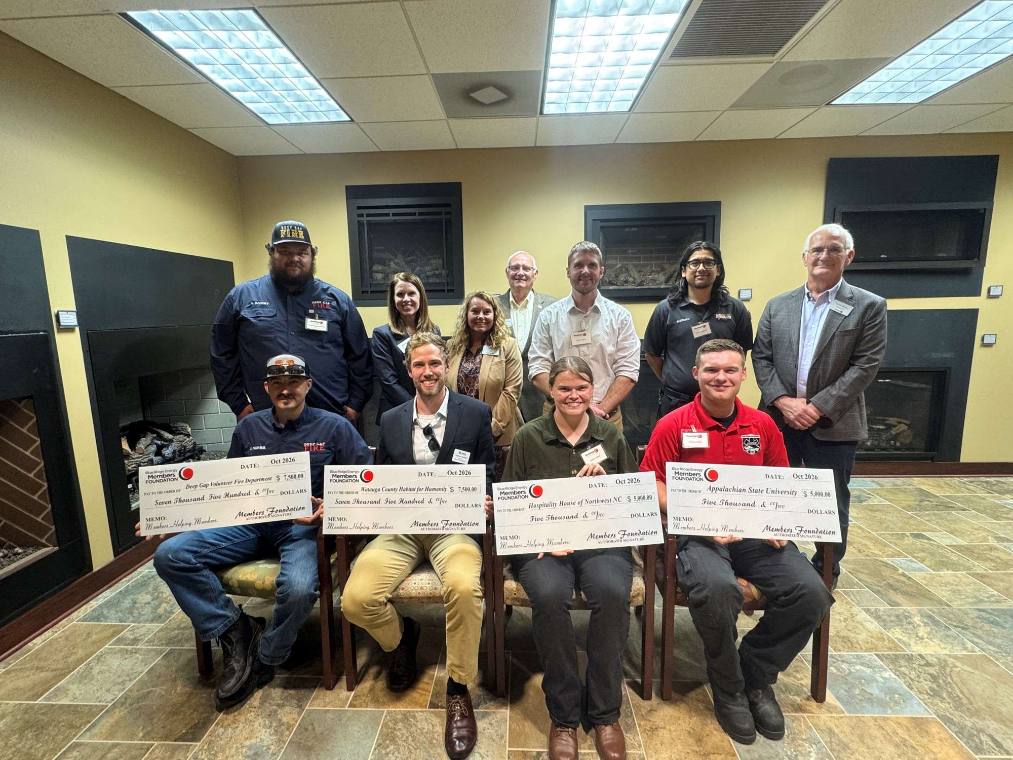Blue Ridge Energy Members Foundation grant recipients and Blue Ridge Energy representatives in Watauga County, group 1