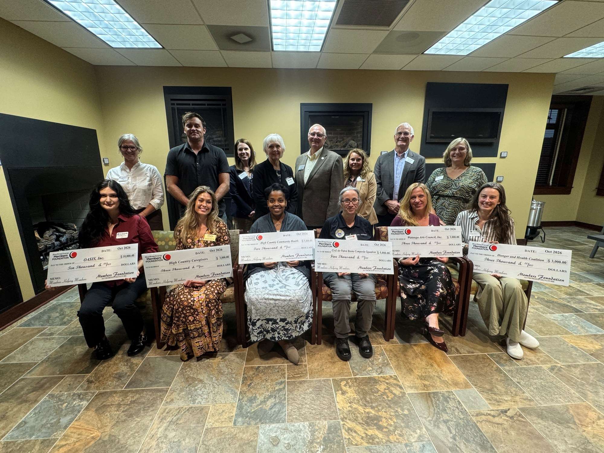 Blue Ridge Energy Members Foundation grant recipients and Blue Ridge Energy representatives in Watauga County, group 2