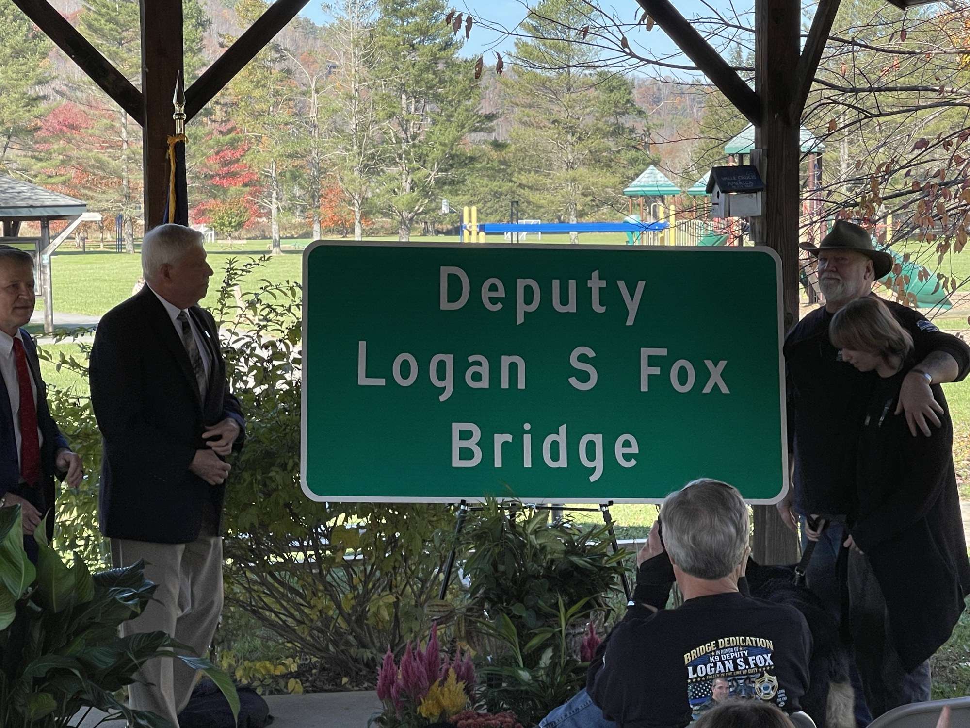 Deputy Logan S Fox Bridge sign after unveiling