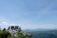Hawk Watch volunteers and staff at Linville Peak