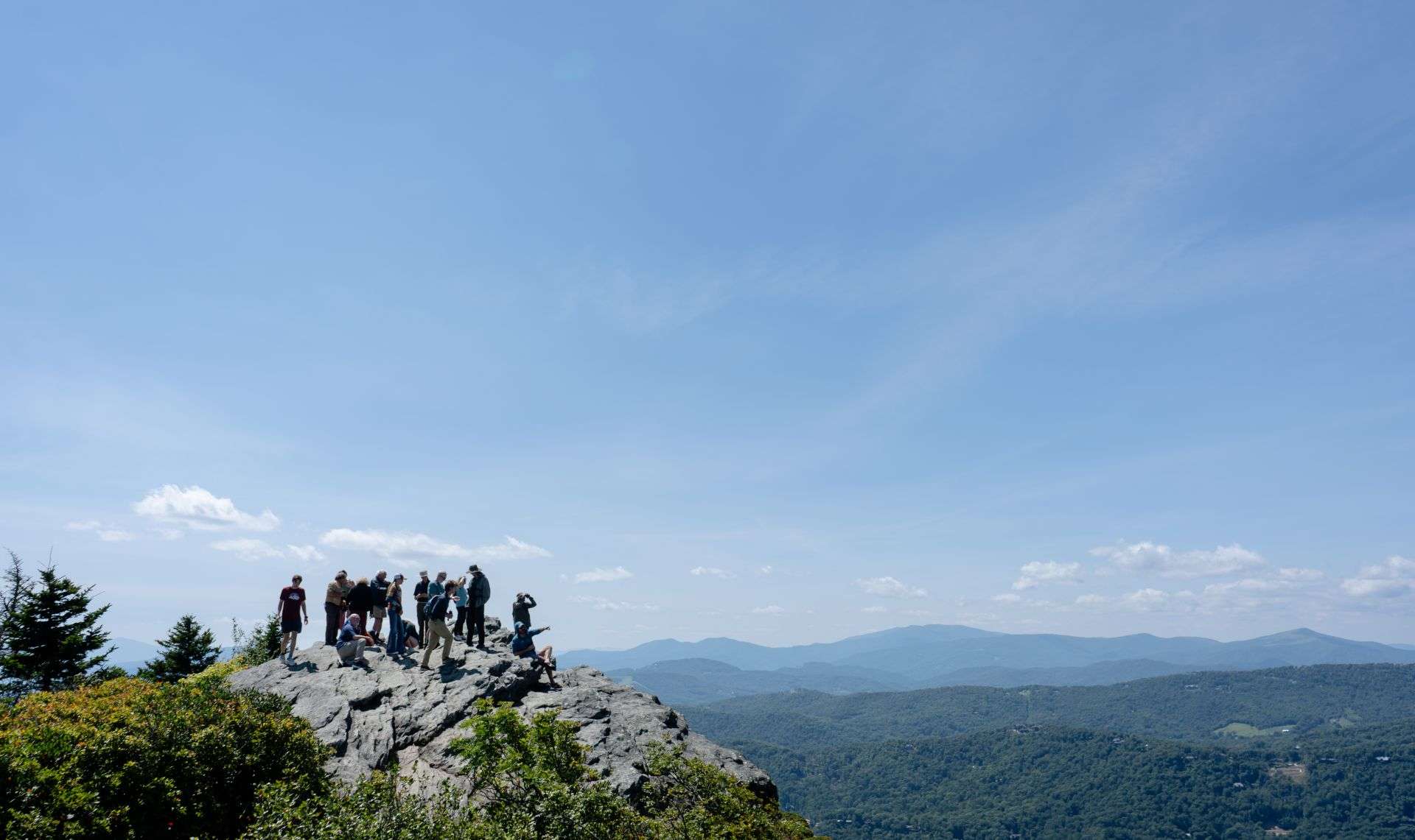 Hawk Watch volunteers and staff at Linville Peak